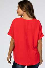 Red Short Sleeve Maternity Blouse