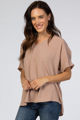 Taupe Short Sleeve Blouse