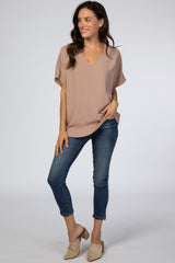Taupe Short Sleeve Blouse