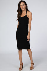Black Halter Neck Maternity Dress