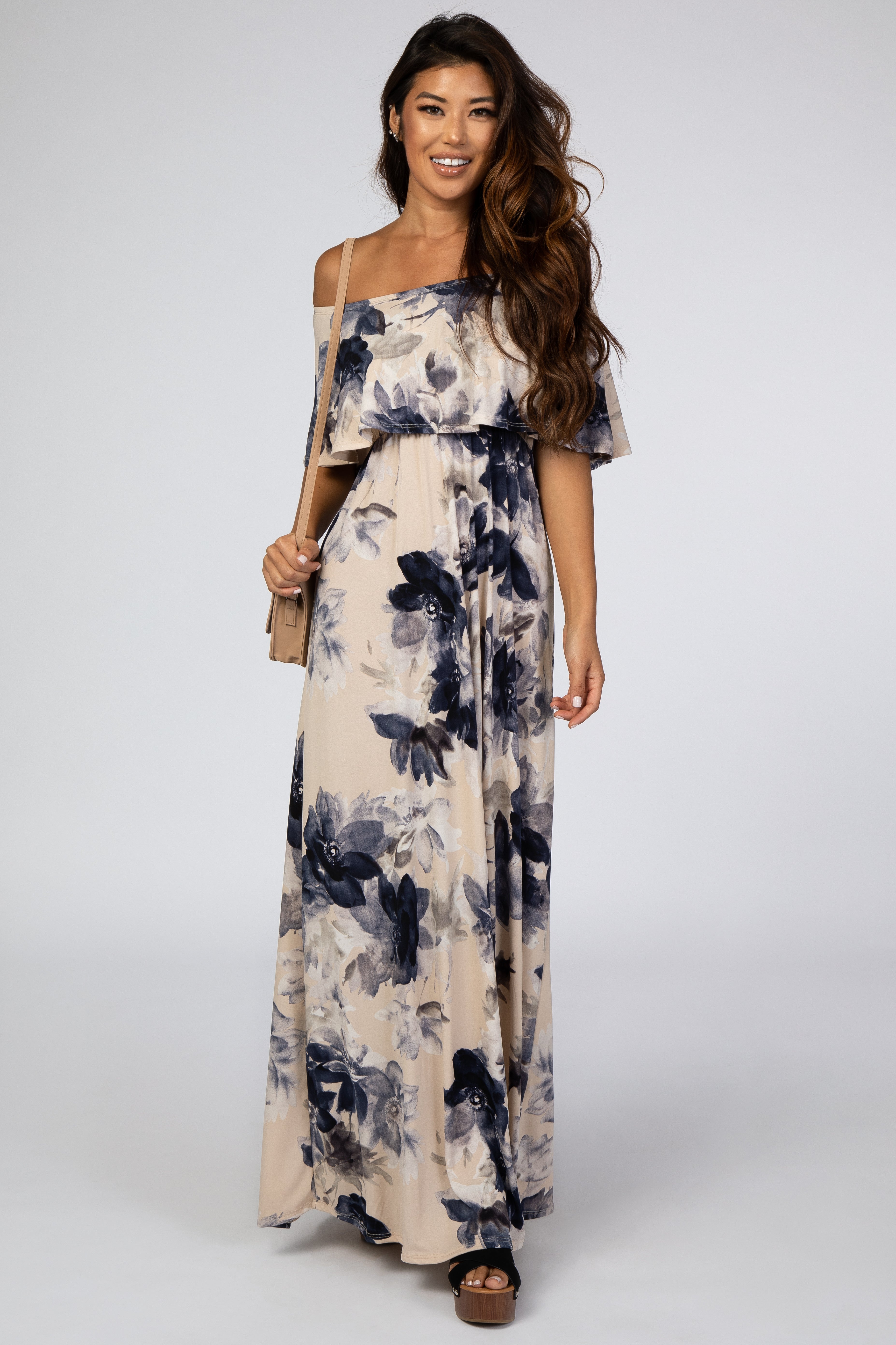 navy floral off the shoulder dress Sorority Rush Dress | Endless Romance Off Shoulder Mini Dress