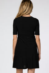 Black Waist Tie Maternity Nursing Dress