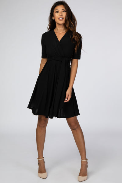black nursing dress Black Waist Tie Nursing Dress – PinkBlush