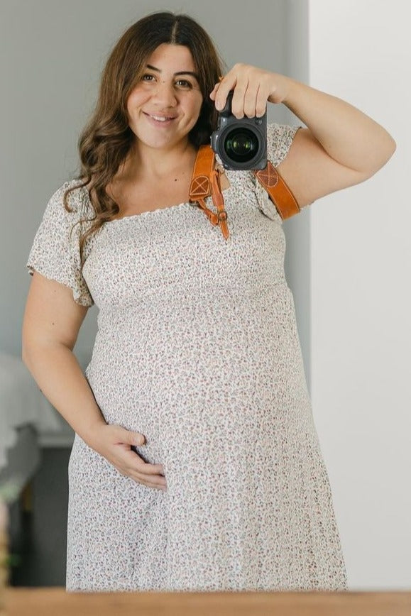 PinkBlush Ivory Floral Smocked Maternity Maxi Dress Medium PinkBlush Ivory Floral Smocked Maternity Maxi Dress Medium