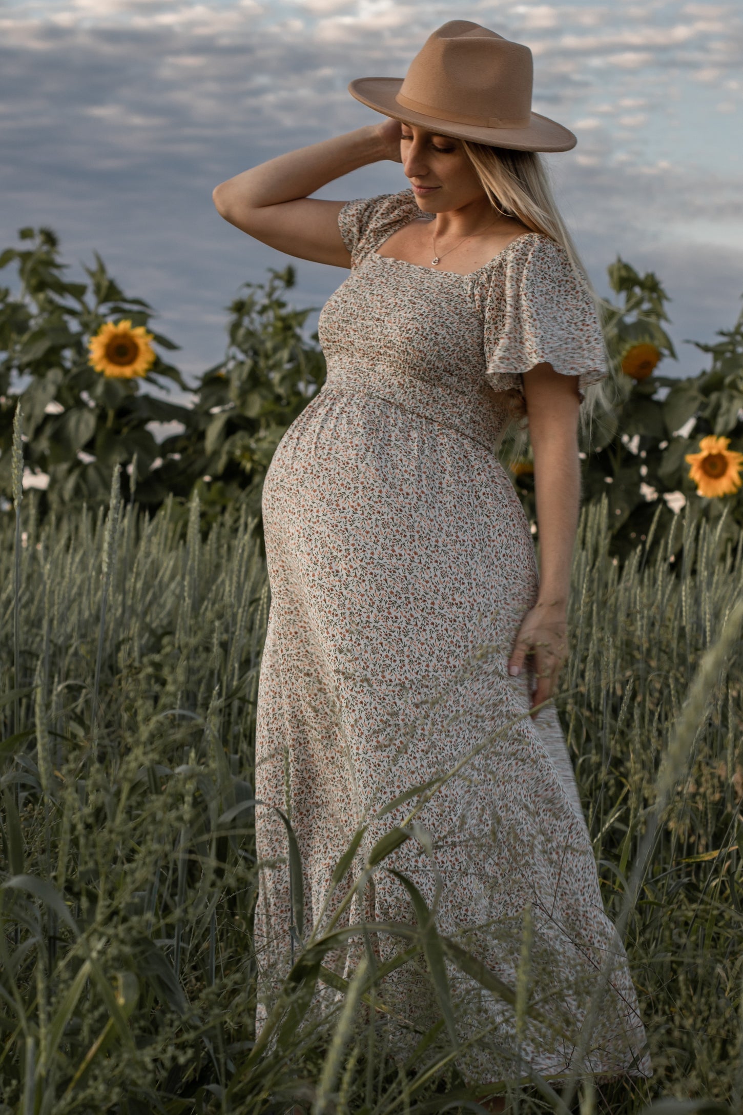 Ivory Floral Smocked Maternity Maxi Dress PinkBlush Ivory Floral Smocked Maternity Maxi Dress PinkBlush