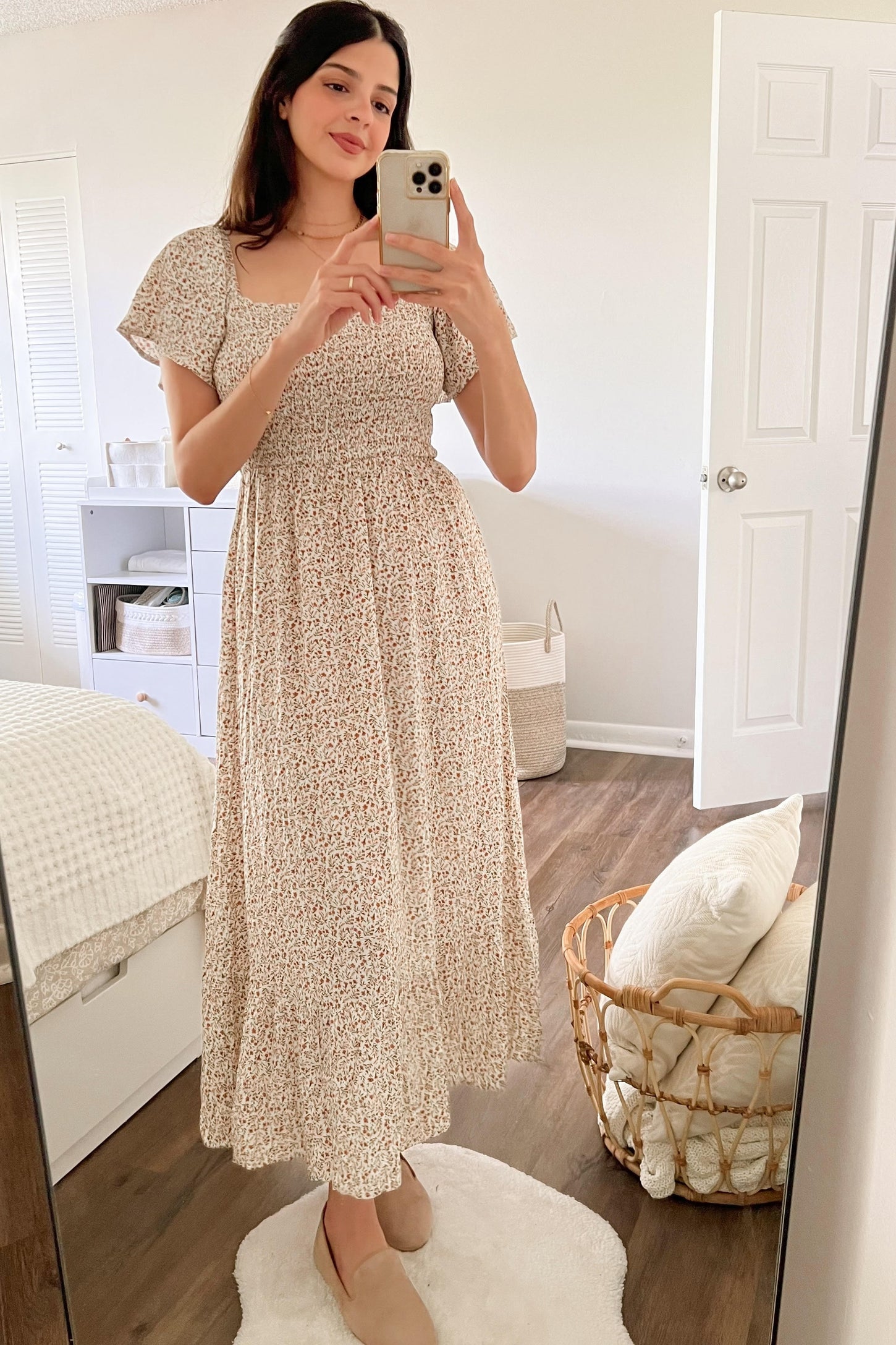 Ivory Floral Smocked Maxi Dress Ivory Floral Smocked Maxi Dress