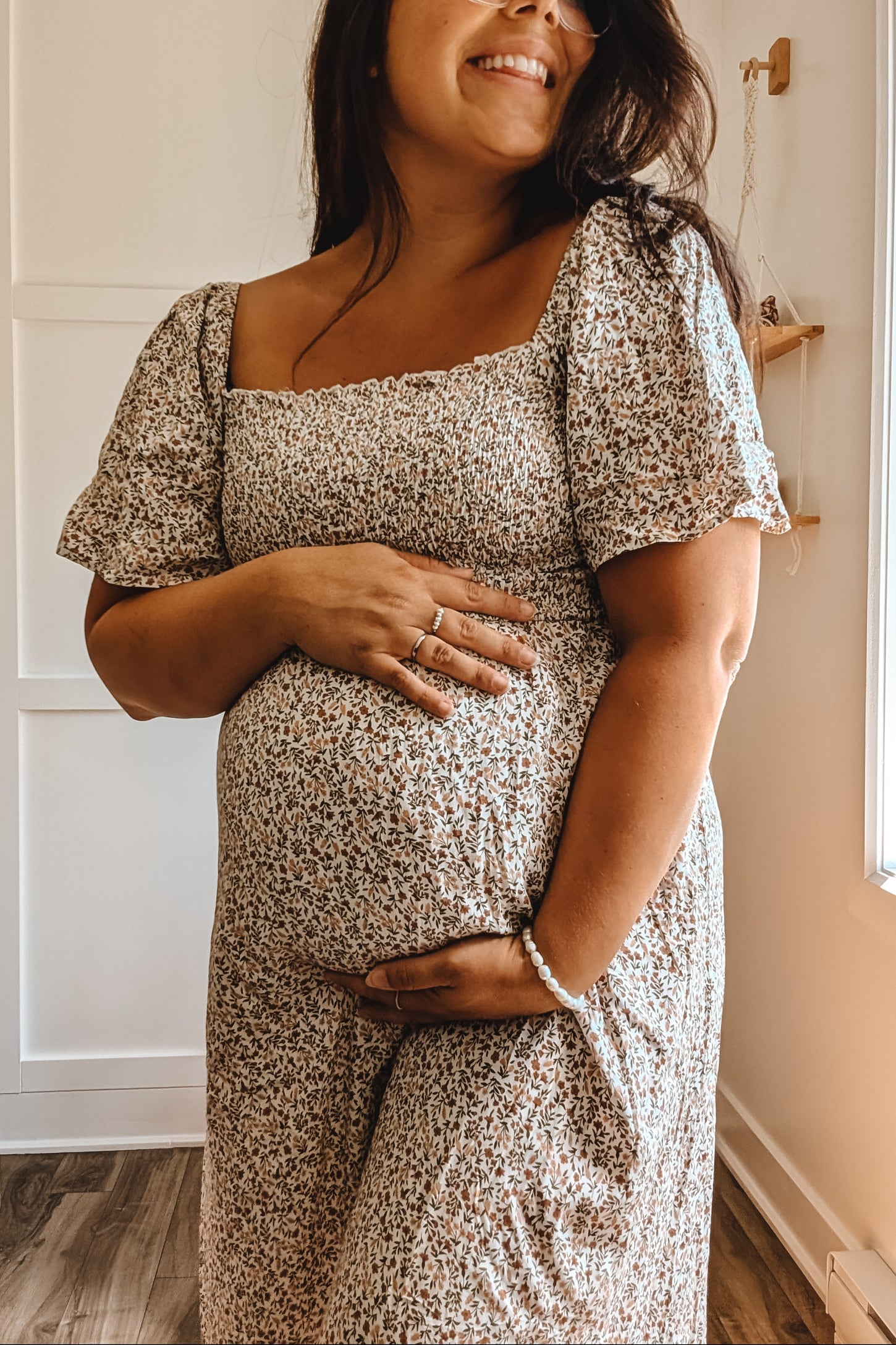 Ivory Floral Smocked Maternity Maxi Dress PinkBlush Ivory Floral Smocked Maternity Maxi Dress PinkBlush