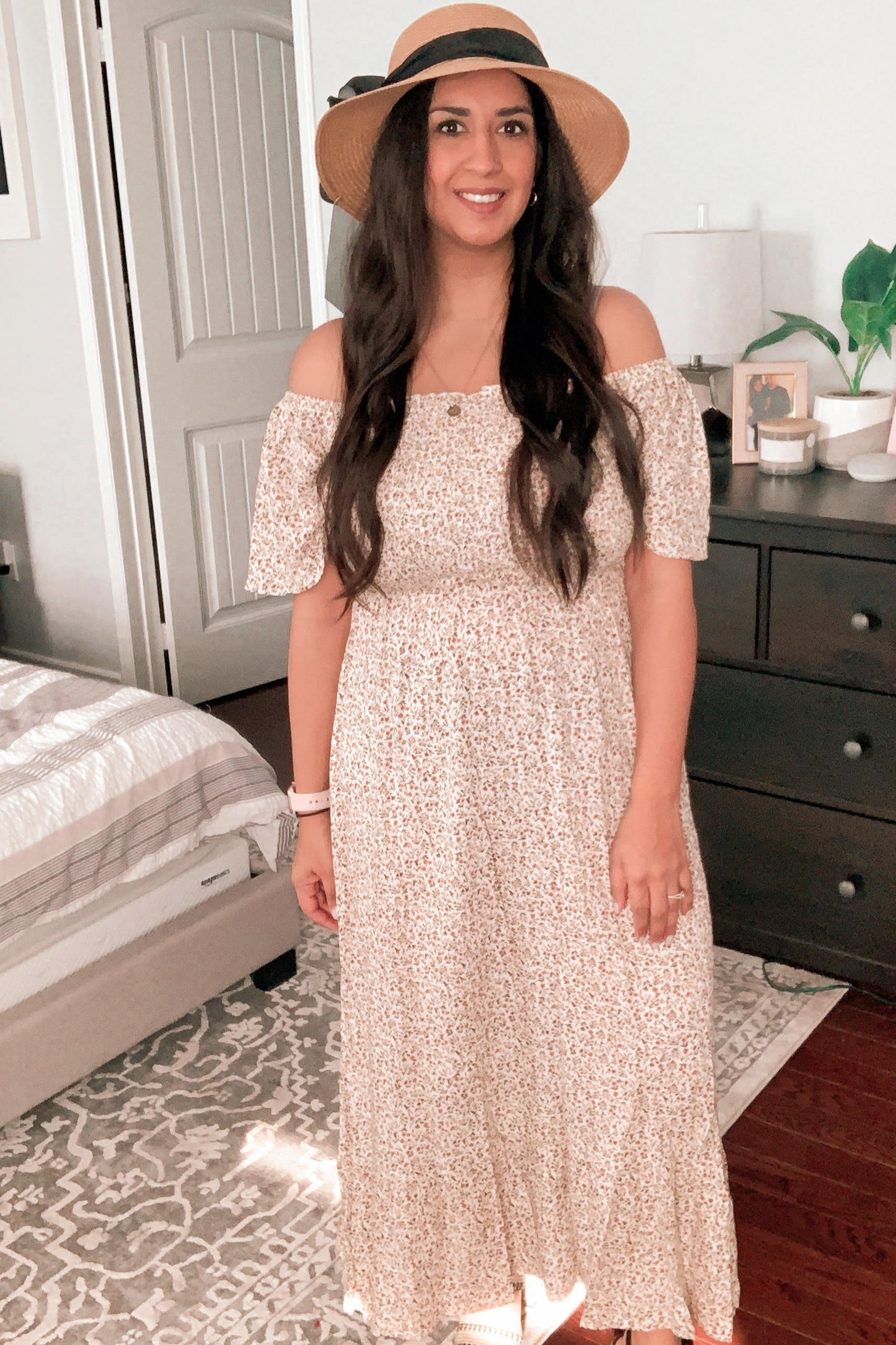 Ivory Floral Smocked Maxi Dress Ivory Floral Smocked Maxi Dress