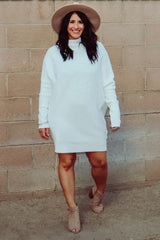 Cream Funnel Neck Dolman Sleeve Mini Dress