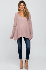 Mauve Speckled Oversized Maternity Sweater