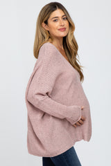 Mauve Speckled Oversized Maternity Sweater