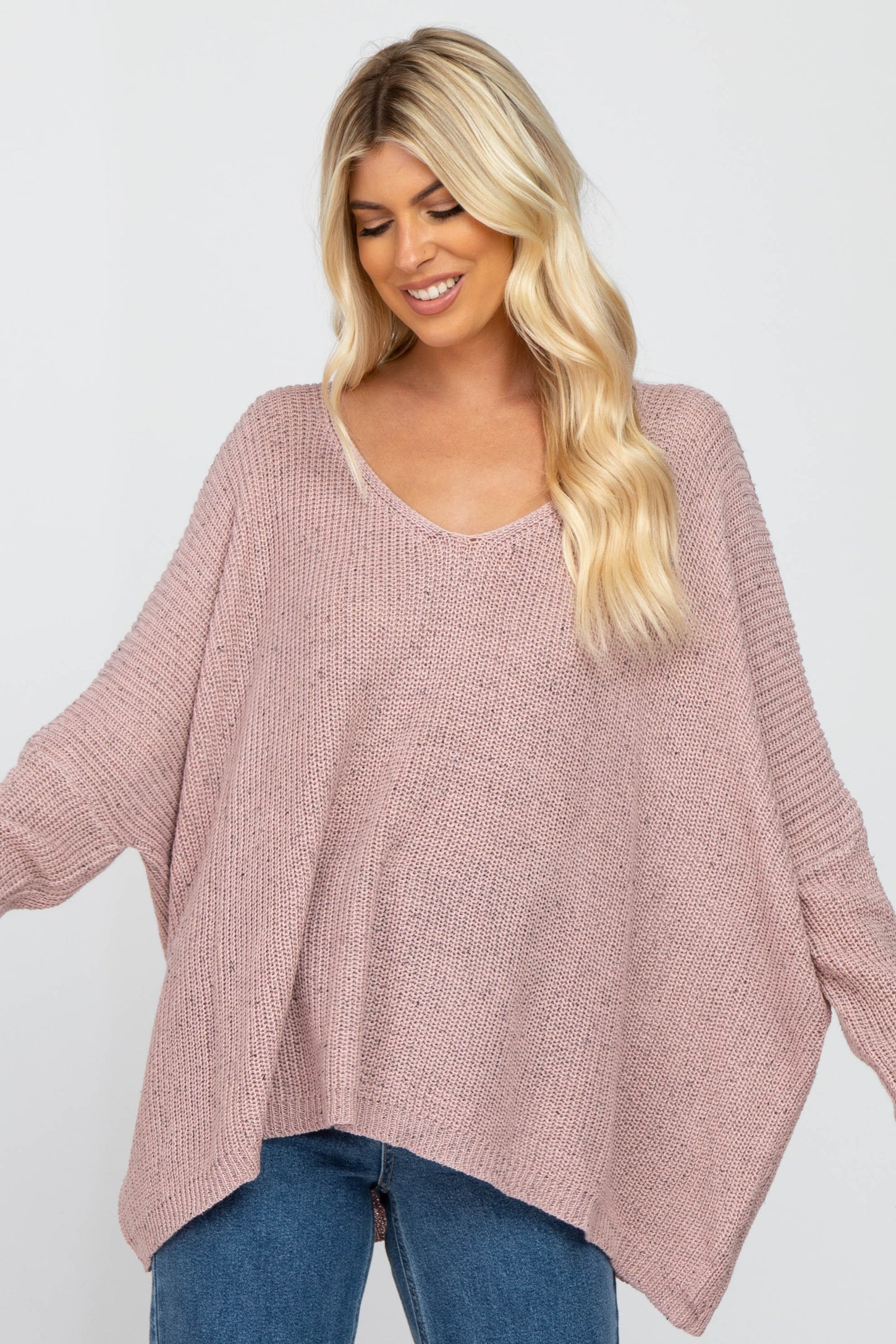 Mauve Speckled Oversized Sweater