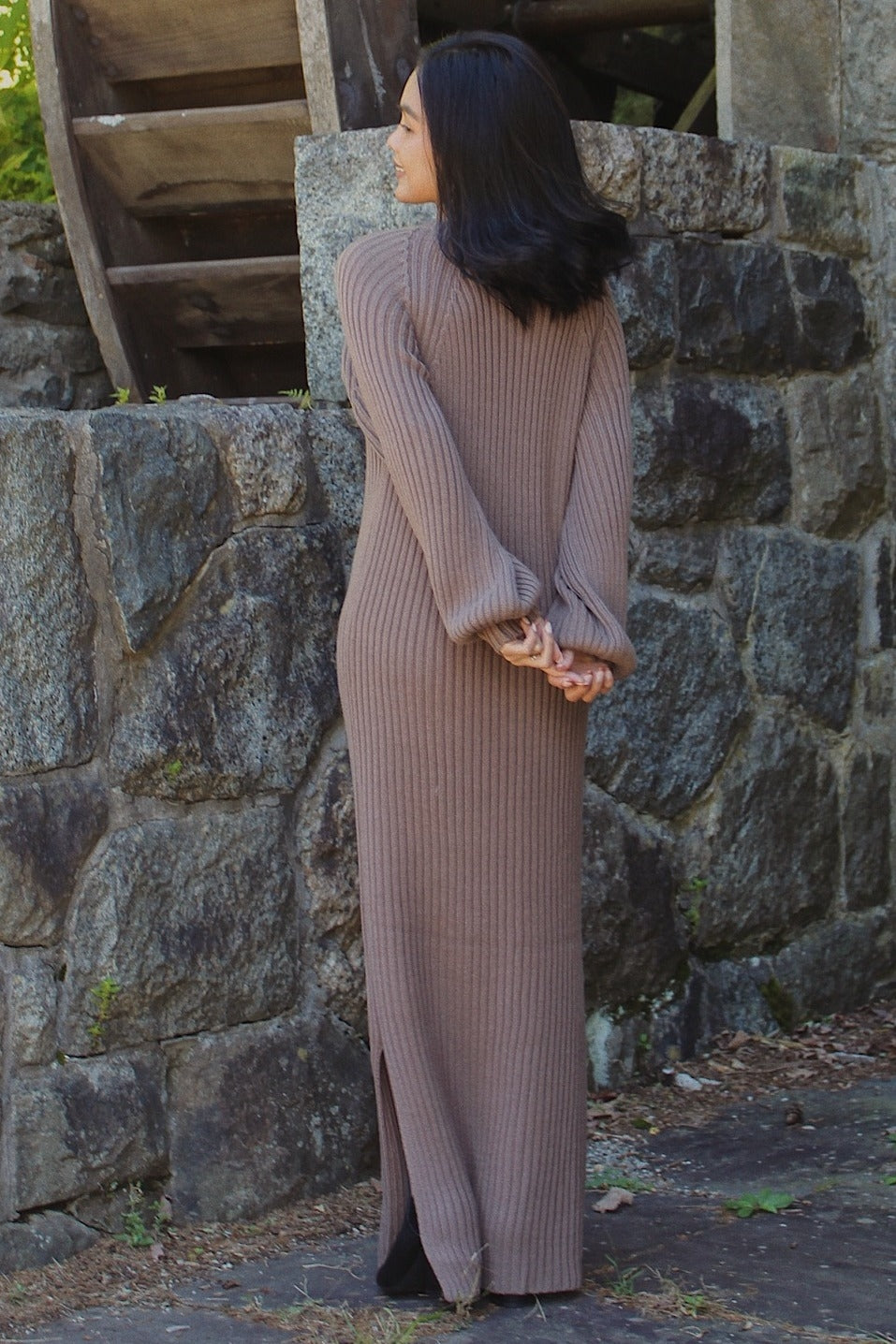 maxi knit sweater dress Taupe Side Slit Women's Naturalizer Dress Shoes long sweaterdress week2725_20250629 Size:42