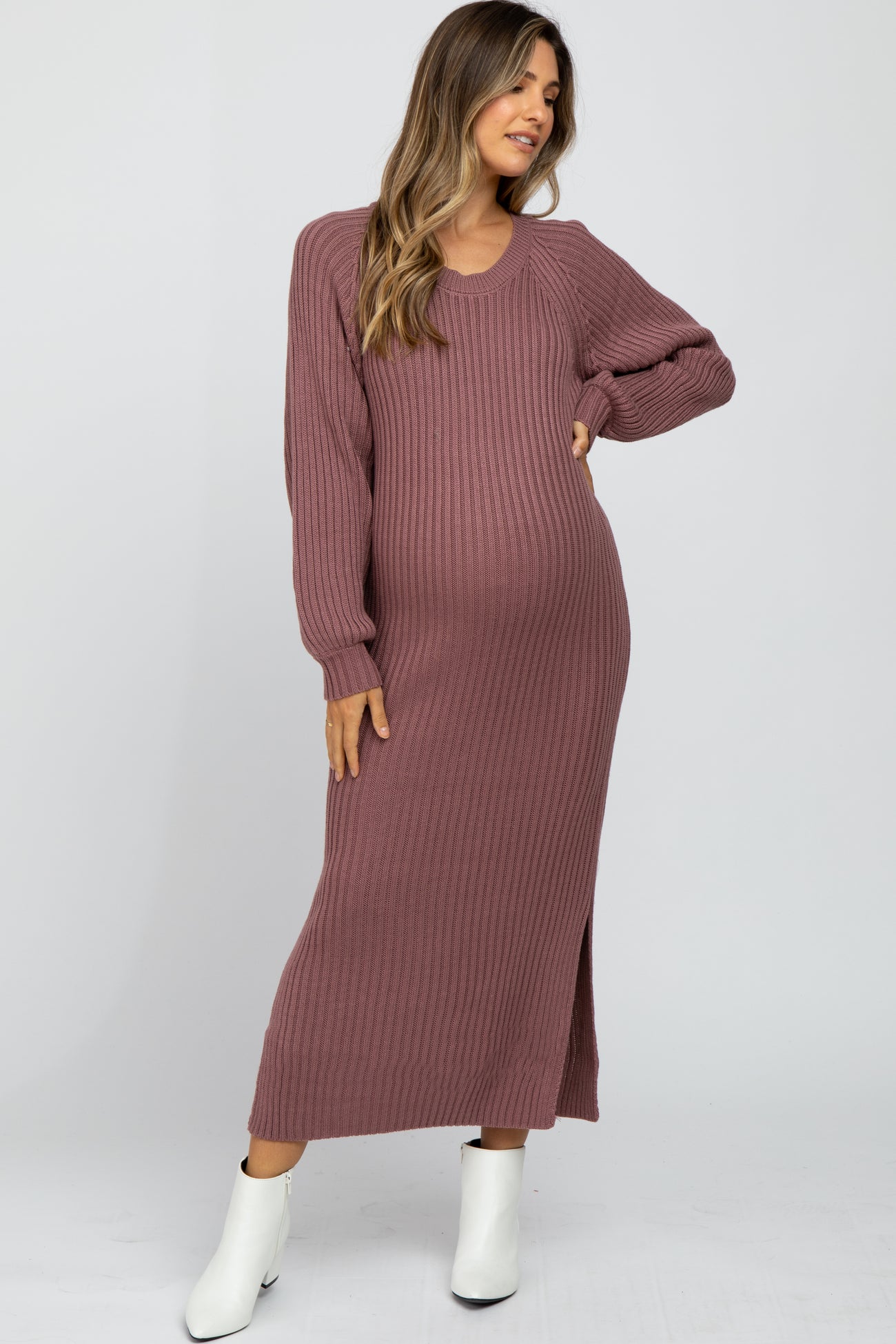 pink maternity sweater dress Virmoku Fall Winter Nursing 2026 for Women Wedding Guest Dress Baby Shower Photoshoot Outfits A-Pink at Amazon Women's Clothing store 131cm;l Pink Maternity Sweater Dresses For