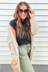 Beige Cuff Sleeve Cardigan