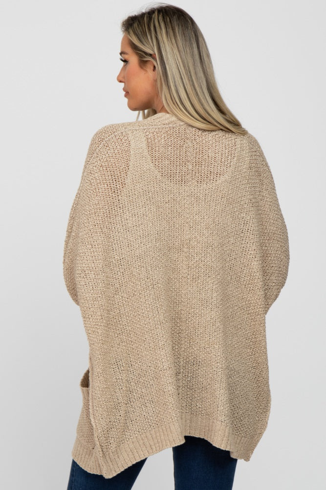 Beige Cuff Sleeve Maternity Cardigan