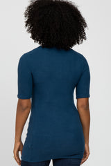 Teal Soft Brushed Knit Mock Neck Top