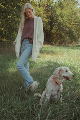 Brown Exposed Seam Side Slit Sweater