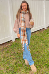 Brown Exposed Seam Side Slit Sweater