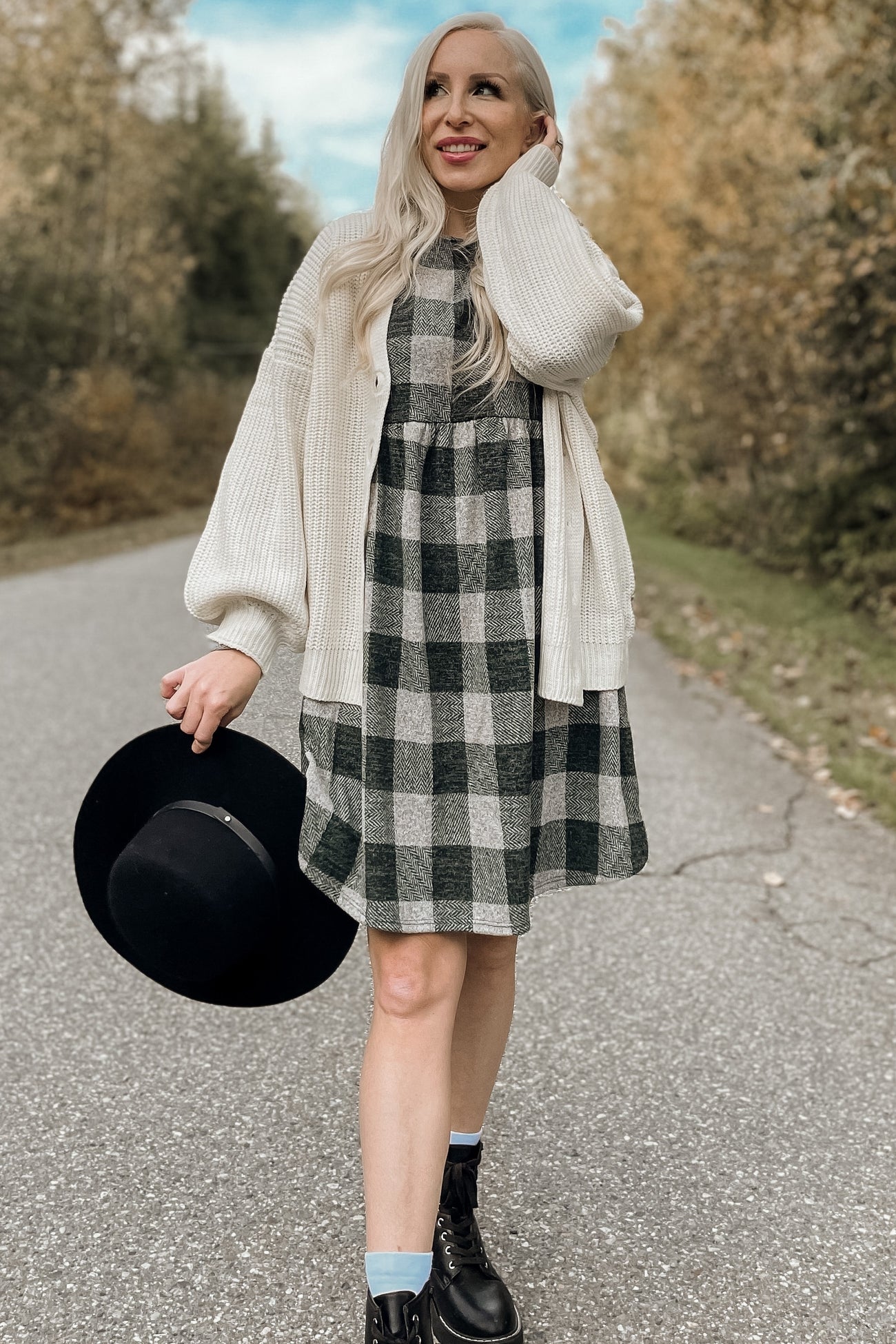 Forest Green Plaid Knit Dress PinkBlush Forest Green Plaid Knit Dress PinkBlush