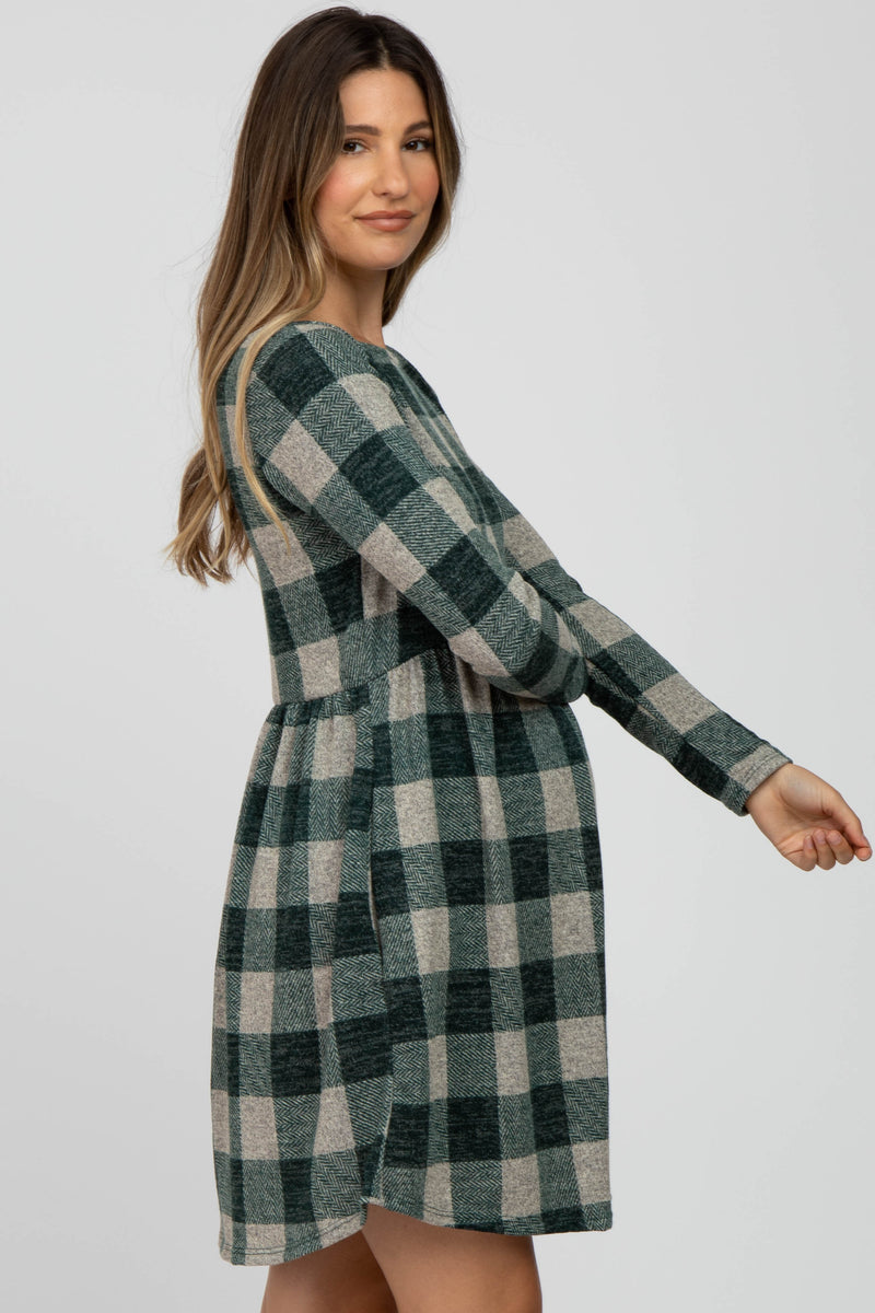 Forest Green Plaid Knit Maternity Dress – PinkBlush
