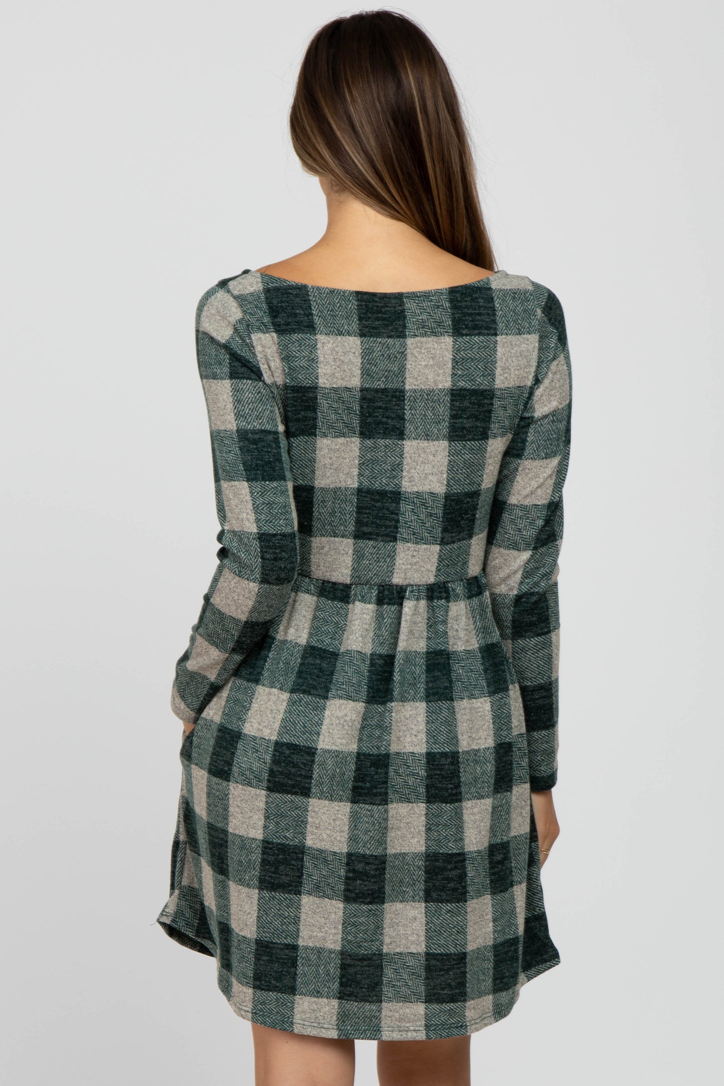 Pinkblush Forest Green Plaid Knit Maternity Dress Medium Pinkblush Forest Green Plaid Knit Maternity Dress Medium