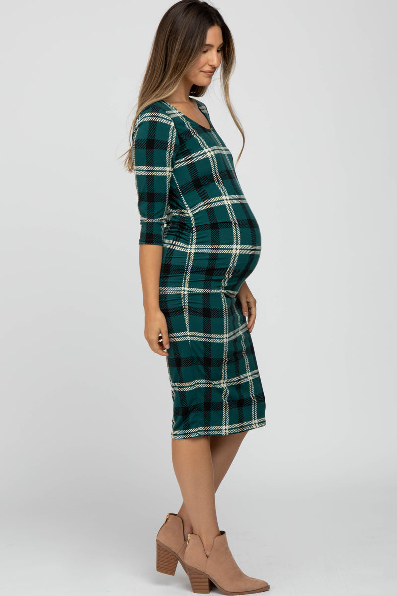 slim fit dress slacks Green Plaid Bow Tie Babydoll Dress Large main image 1