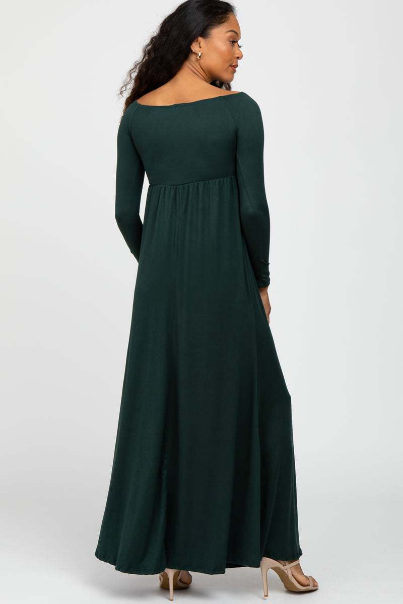 empire waist dress green Forest Wrap Front Maternity Maxi Small Sparkly homecoming dresses Square neckline with puff Black Short Sleeve Collared Colour:Brown