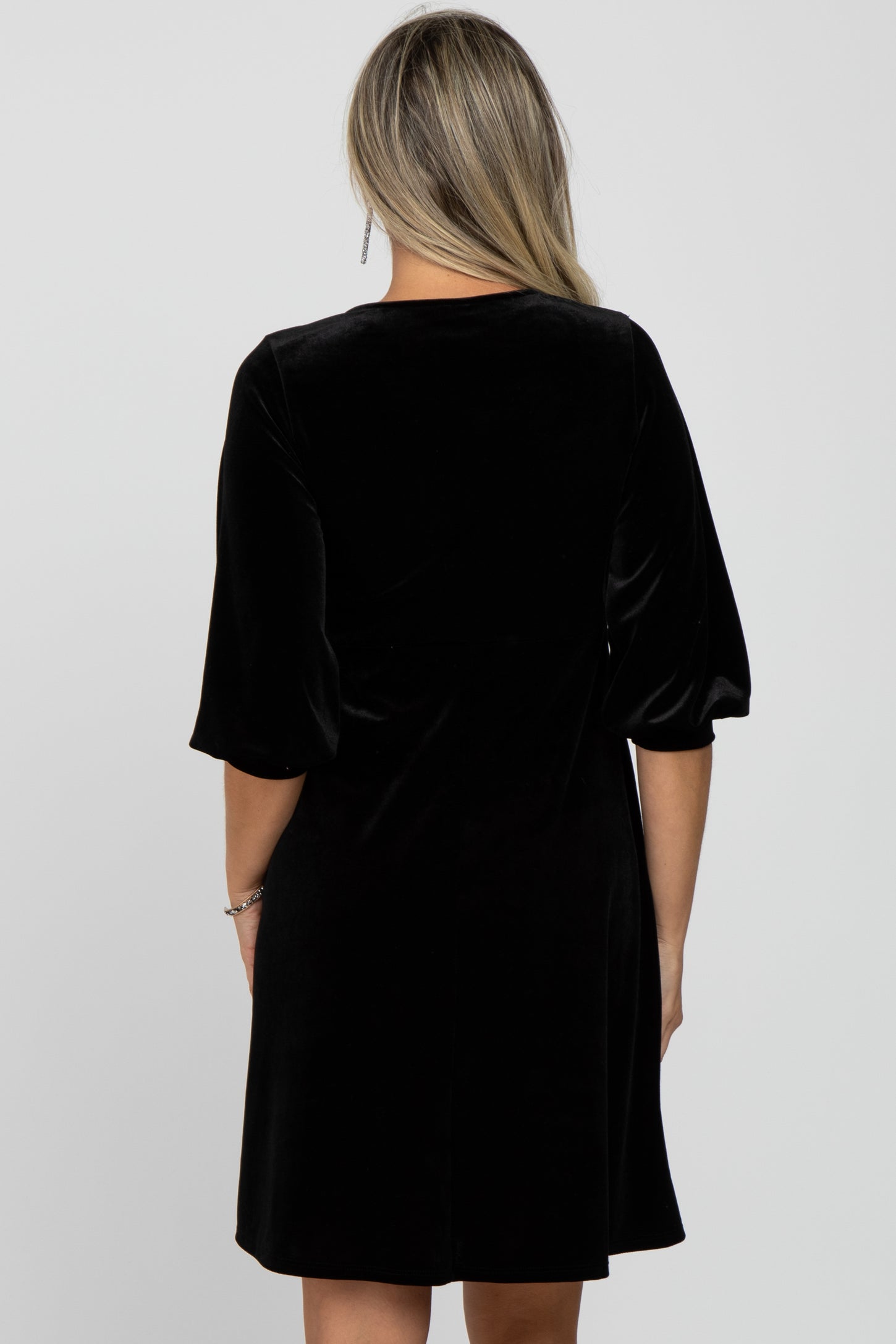 Pinkblush Black Velvet Wrap Front Babydoll Maternity Dress Large Pinkblush Black Velvet Wrap Front Babydoll Maternity Dress Large