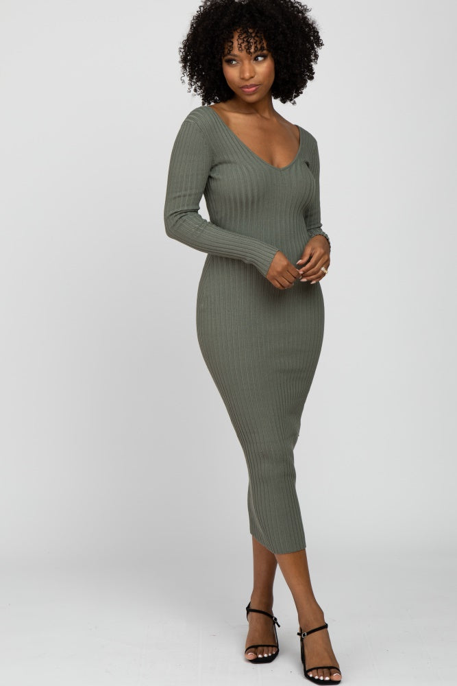 Light Olive V-Neck Long Sleeve Fitted Maxi Dress PinkBlush Light Olive V-Neck Long Sleeve Fitted Maxi Dress PinkBlush
