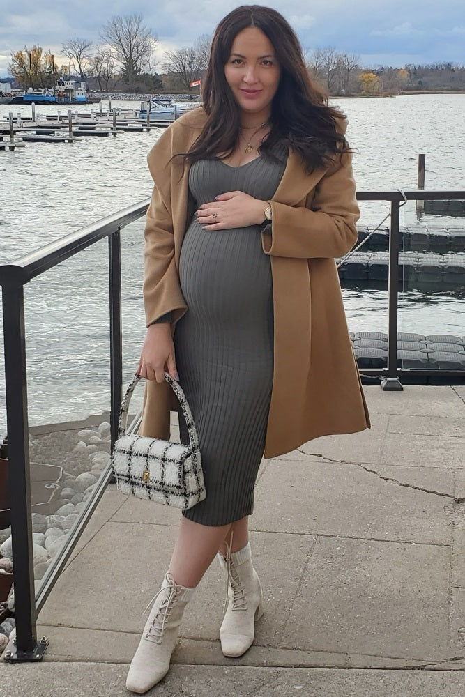 Light Olive V-Neck Long Sleeve Fitted Maternity Maxi Dress PinkBlush Light Olive V-Neck Long Sleeve Fitted Maternity Maxi Dress PinkBlush