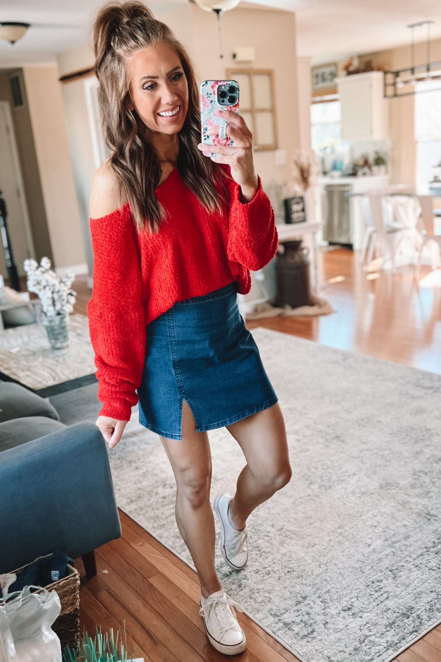 Red V-Neck Soft Sweater