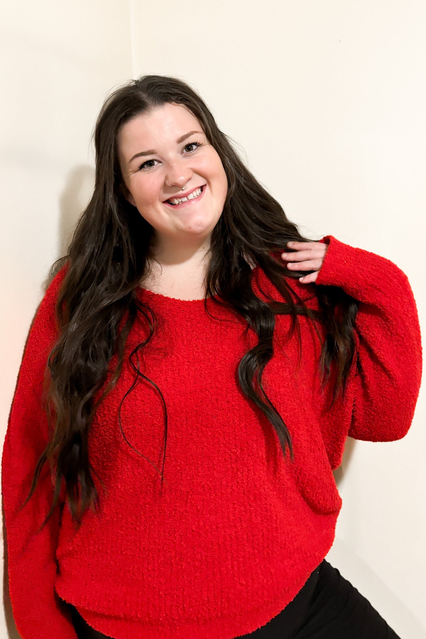 Red V-Neck Soft Sweater