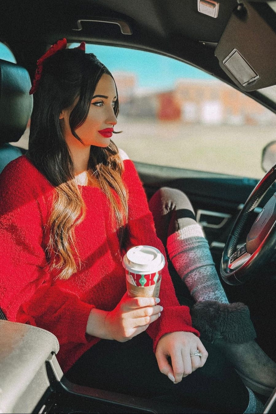 Red V-Neck Soft Sweater