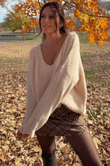 Beige V-Neck Soft Sweater