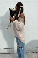 Beige V-Neck Soft Sweater