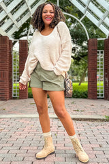 Beige V-Neck Soft Maternity Sweater