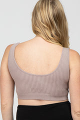 Mauve Ribbed Scoop Neck Seamless Maternity Sports Bra