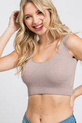 Mauve Ribbed Scoop Neck Seamless Maternity Sports Bra