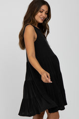 Black Tiered Sleeveless Maternity Dress