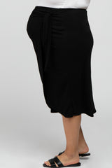 Black Wrap Maternity Plus Midi Skirt