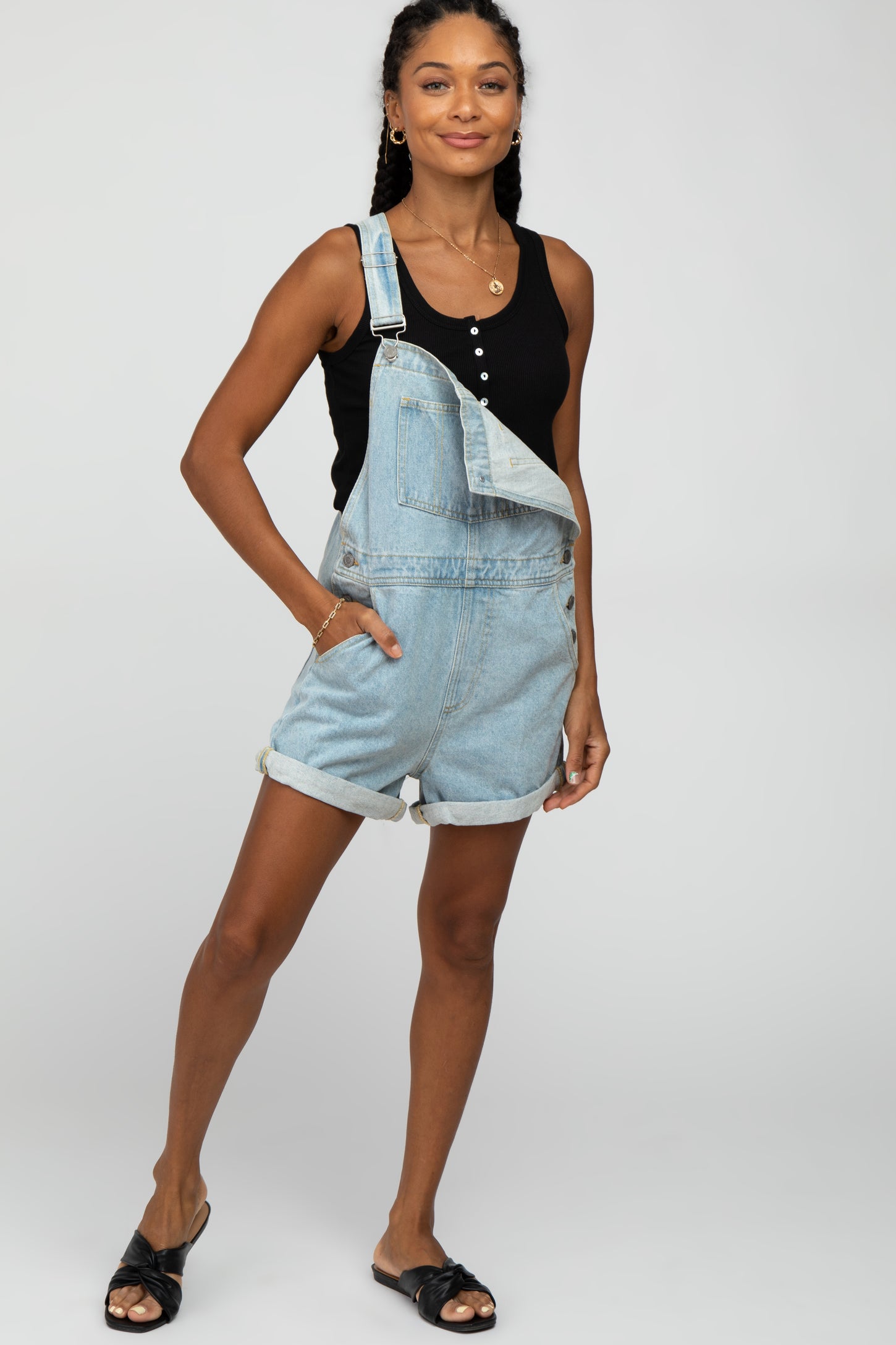 short denim overall dress Edikted Overall Denim Mini Dress