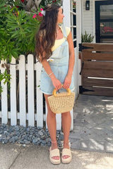 Light Blue Maternity Denim Short Overalls