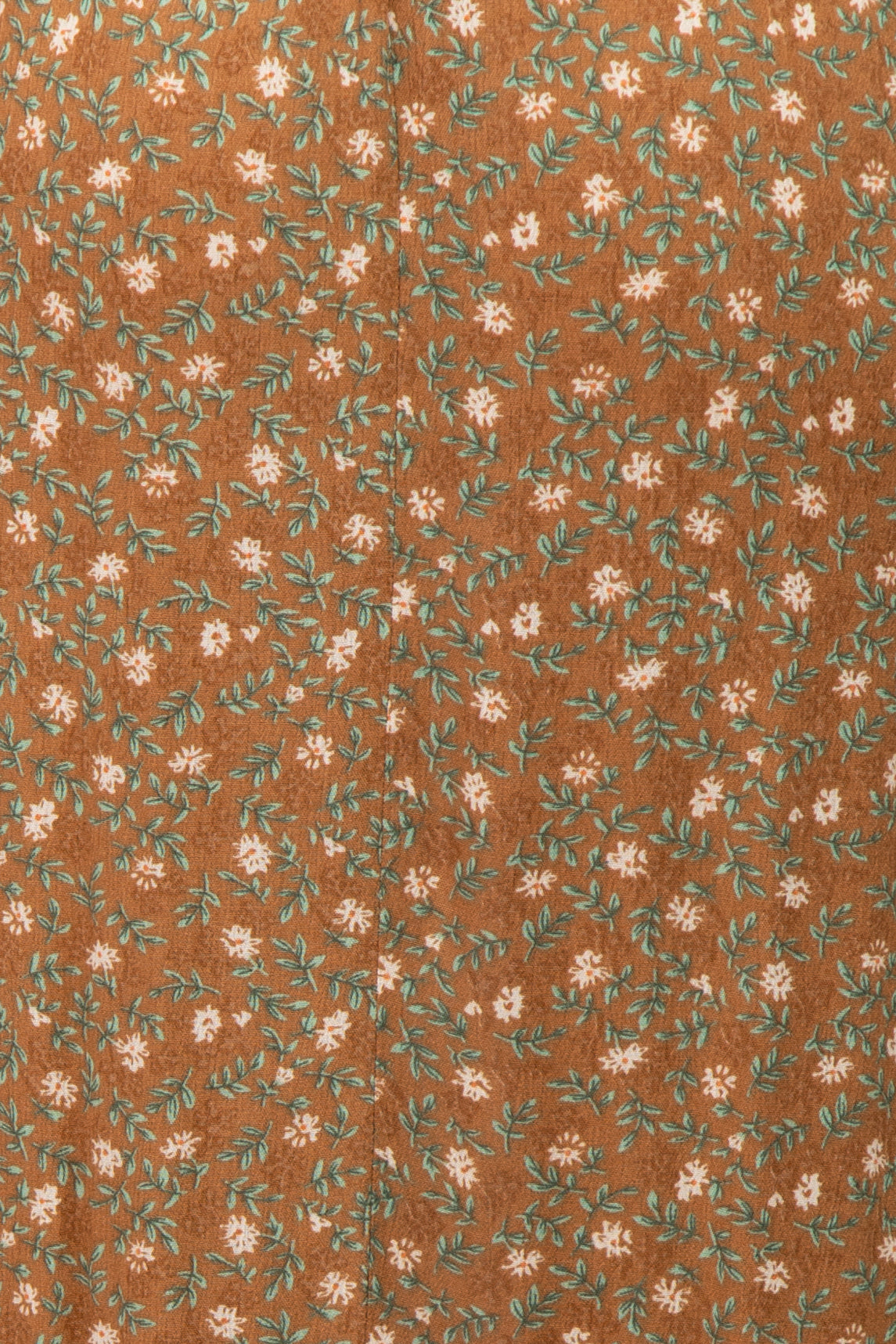 Camel Floral Smocked Square Neck Midi Dress