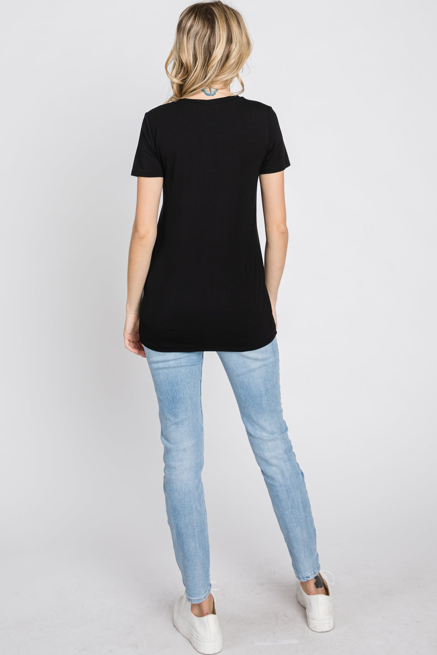 Black Basic Short Sleeve Top