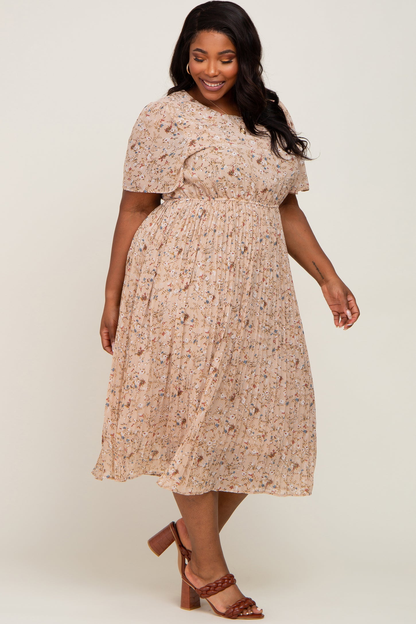 plus size beige dress Haltered Double Flare This women dress perfect for Spring Silk dress Silk Wedding dress
