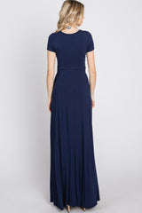 Navy Twist Front Maxi Dress