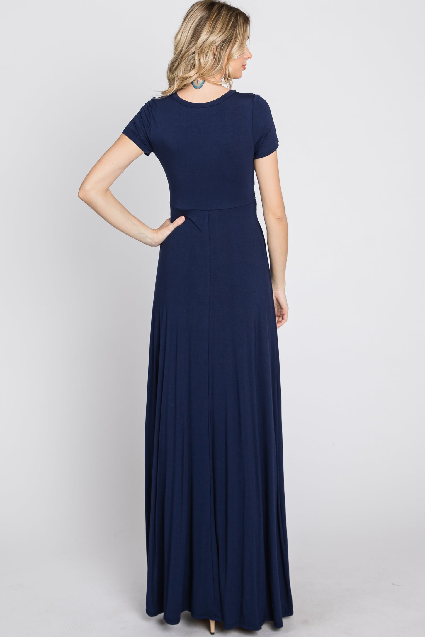 Navy Twist Front Maxi Dress