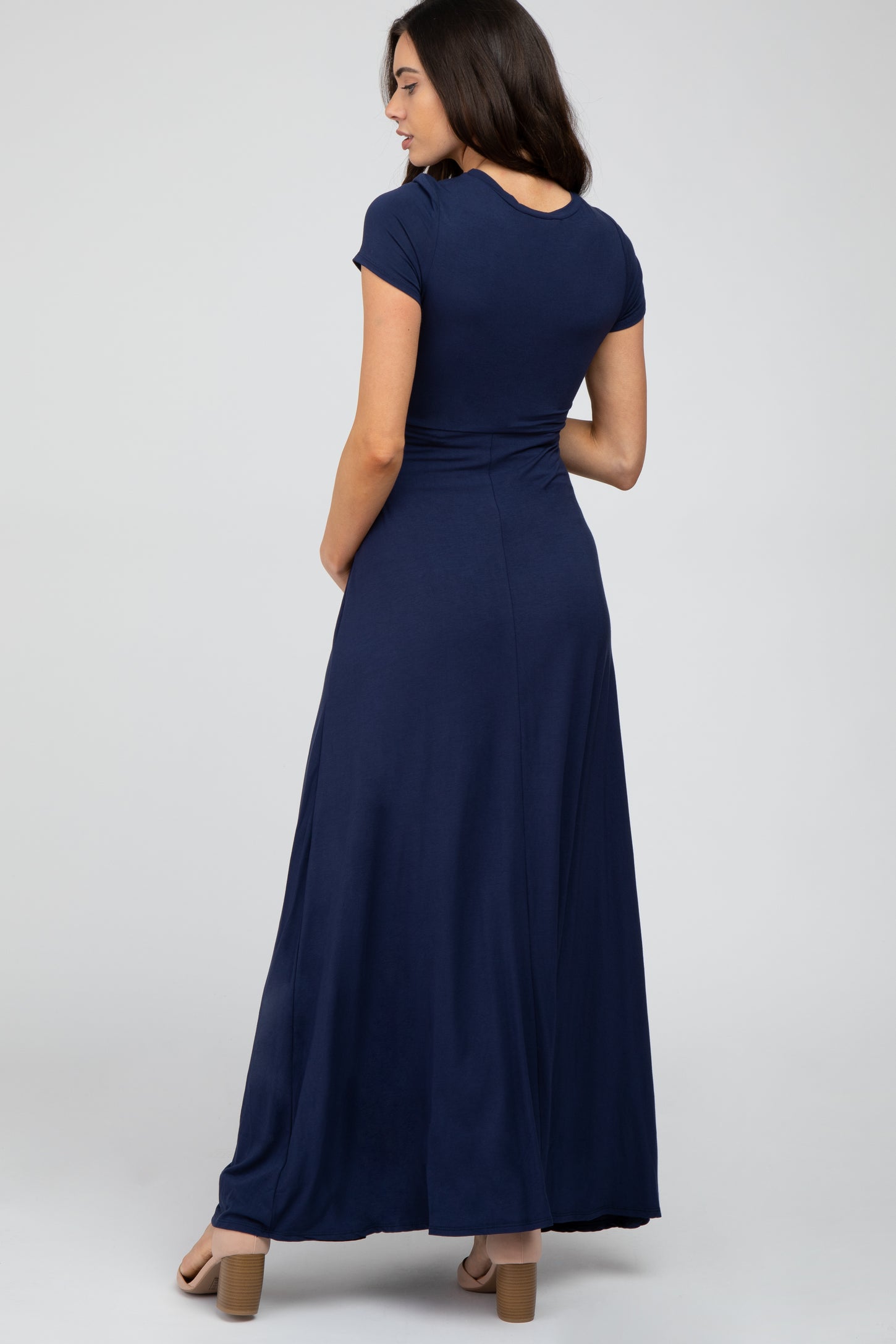 Navy Twist Front Maternity Maxi Dress PinkBlush Navy Twist Front Maternity Maxi Dress PinkBlush