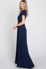 Navy Twist Front Maxi Dress
